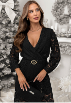 Koronkowa Rochie maxi z paskiem Back To You negru