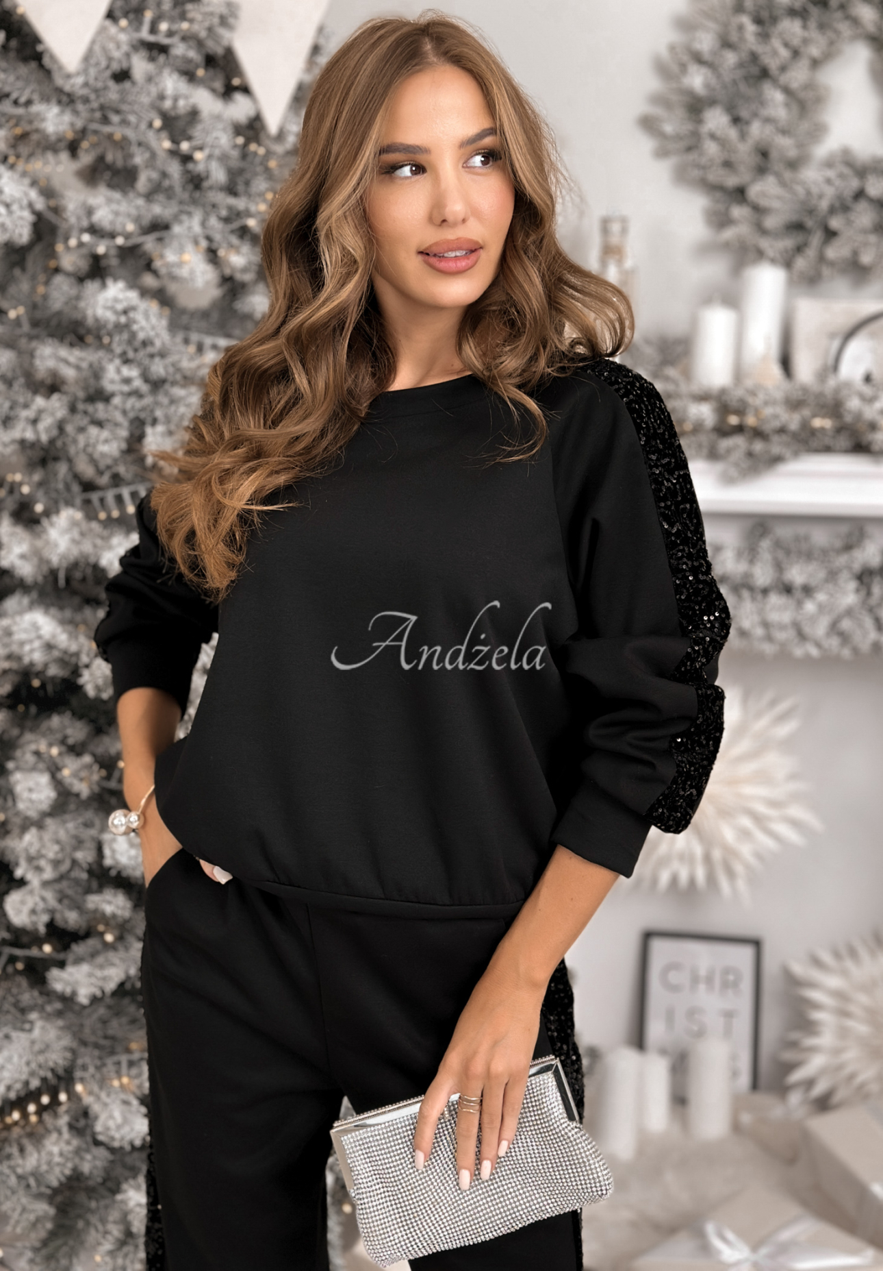 Set de trening din viscoză, hanorac și pantaloni cu paiete Nothing To Do