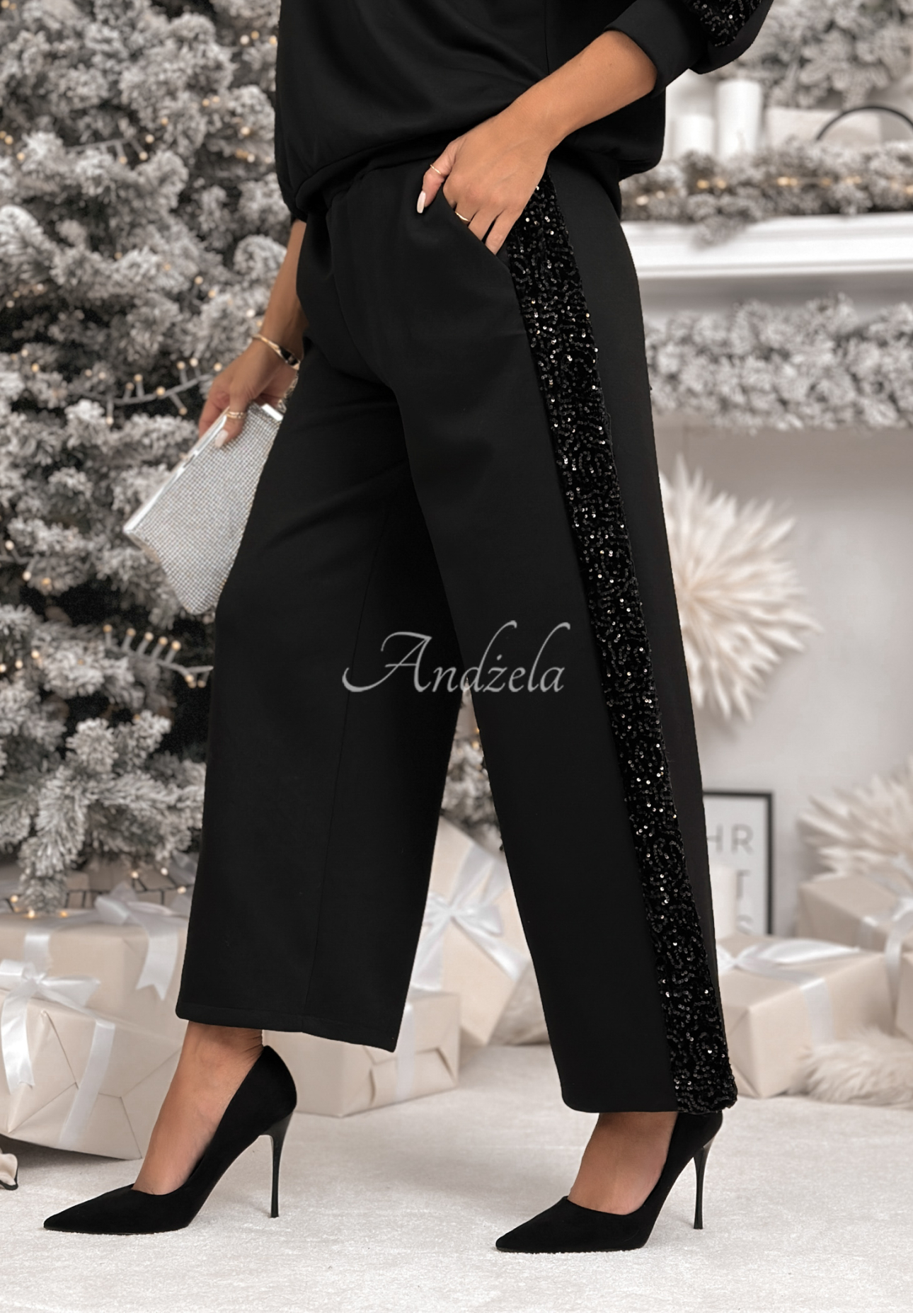 Set de trening din viscoză, hanorac și pantaloni cu paiete Nothing To Do