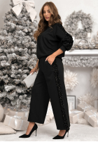 Compleu de trening Hanorac i Pantaloni z cekinowymi lampasami Nothing To Do negru