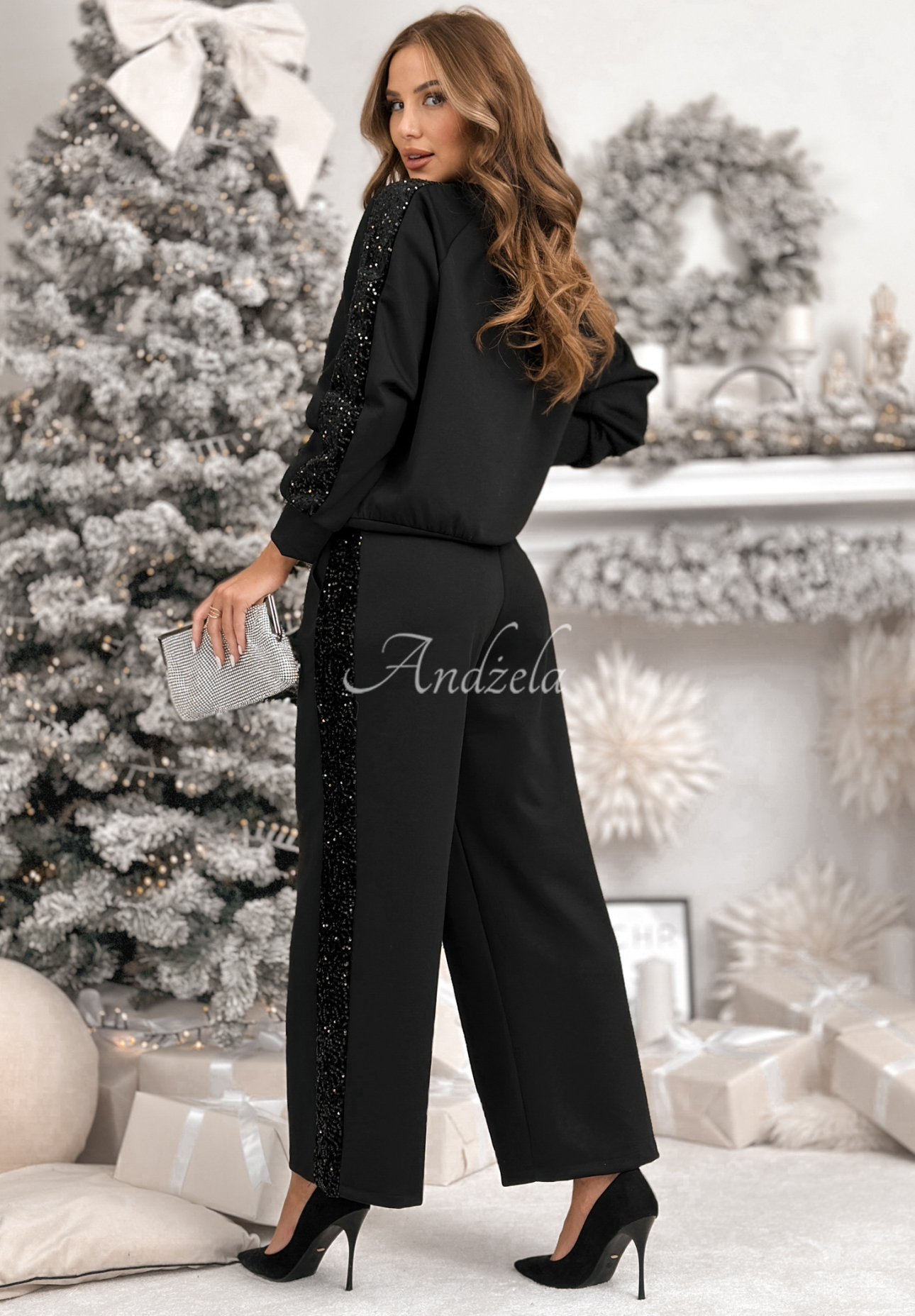 Set de trening din viscoză, hanorac și pantaloni cu paiete Nothing To Do