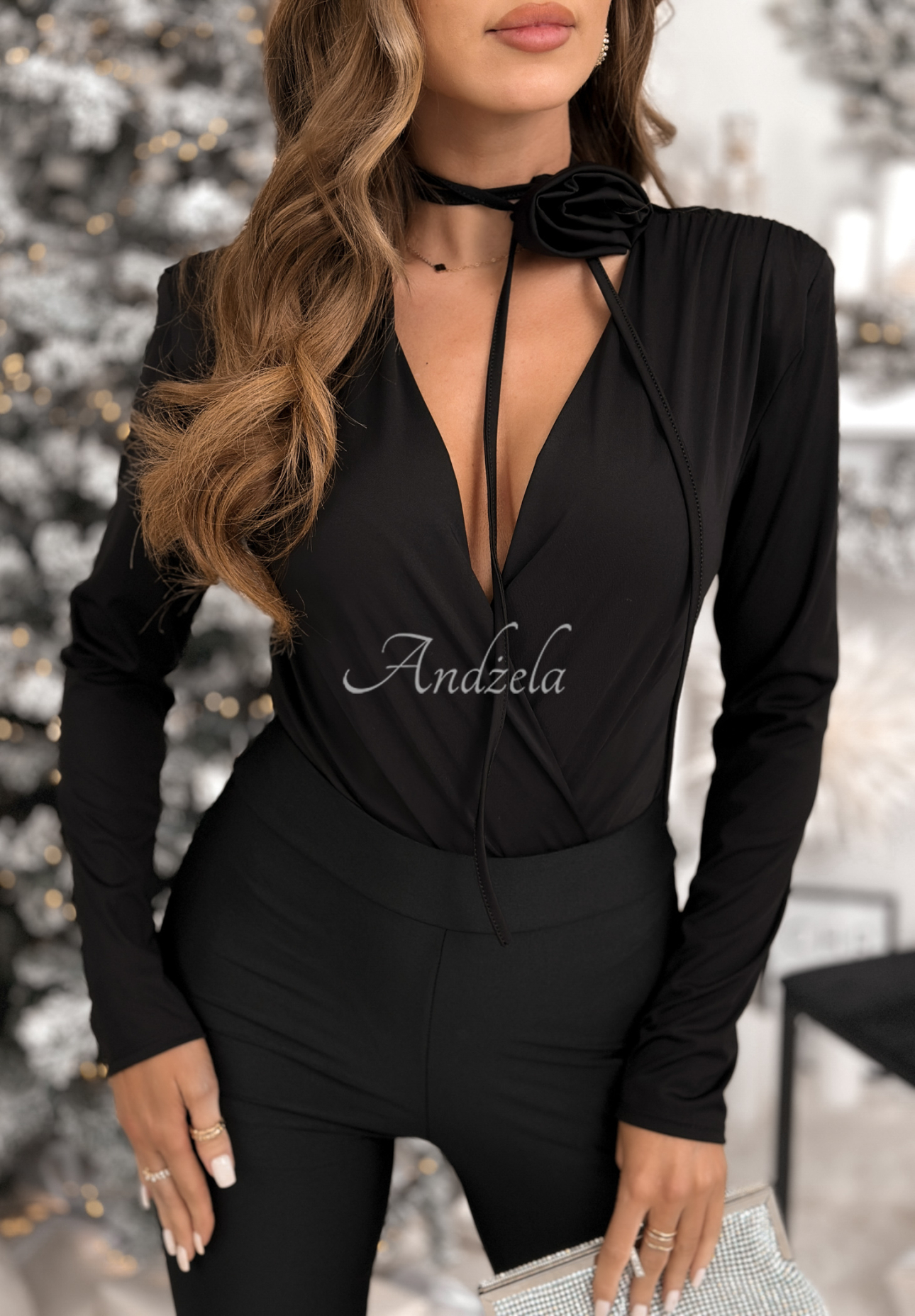 Body cu choker cu trandafir Symphony Of Style