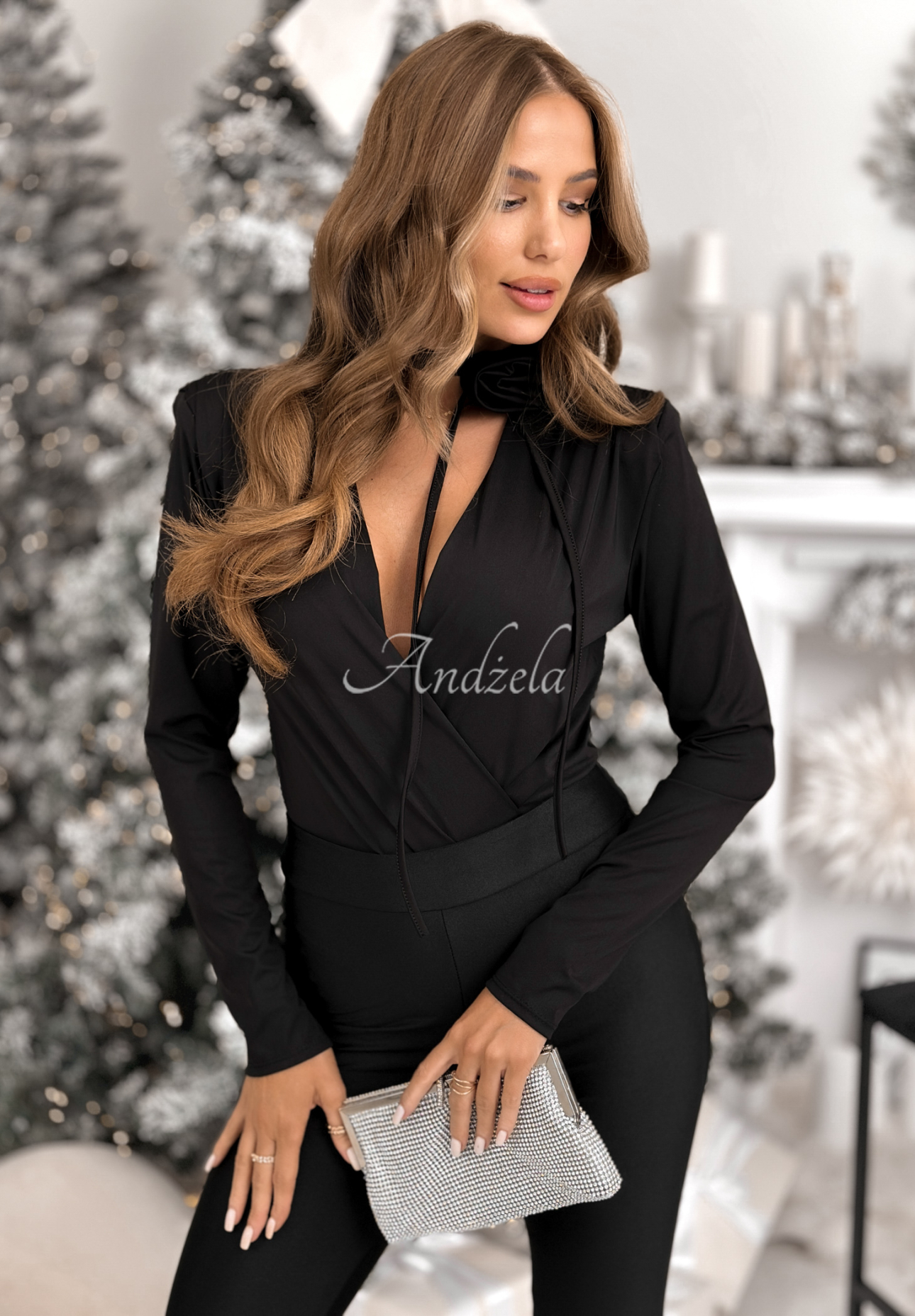 Body cu choker cu trandafir Symphony Of Style