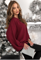 Bluză z kokardą i kryształkami The Stars Twinkle burgundowa