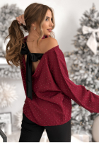 Bluză z kokardą i kryształkami The Stars Twinkle burgundowa