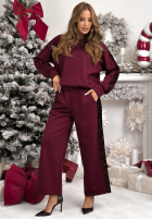 Compleu de trening Hanorac i Pantaloni z cekinowymi lampasami Nothing To Do burgundowy