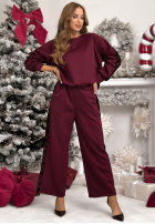 Compleu de trening Hanorac i Pantaloni z cekinowymi lampasami Nothing To Do burgundowy