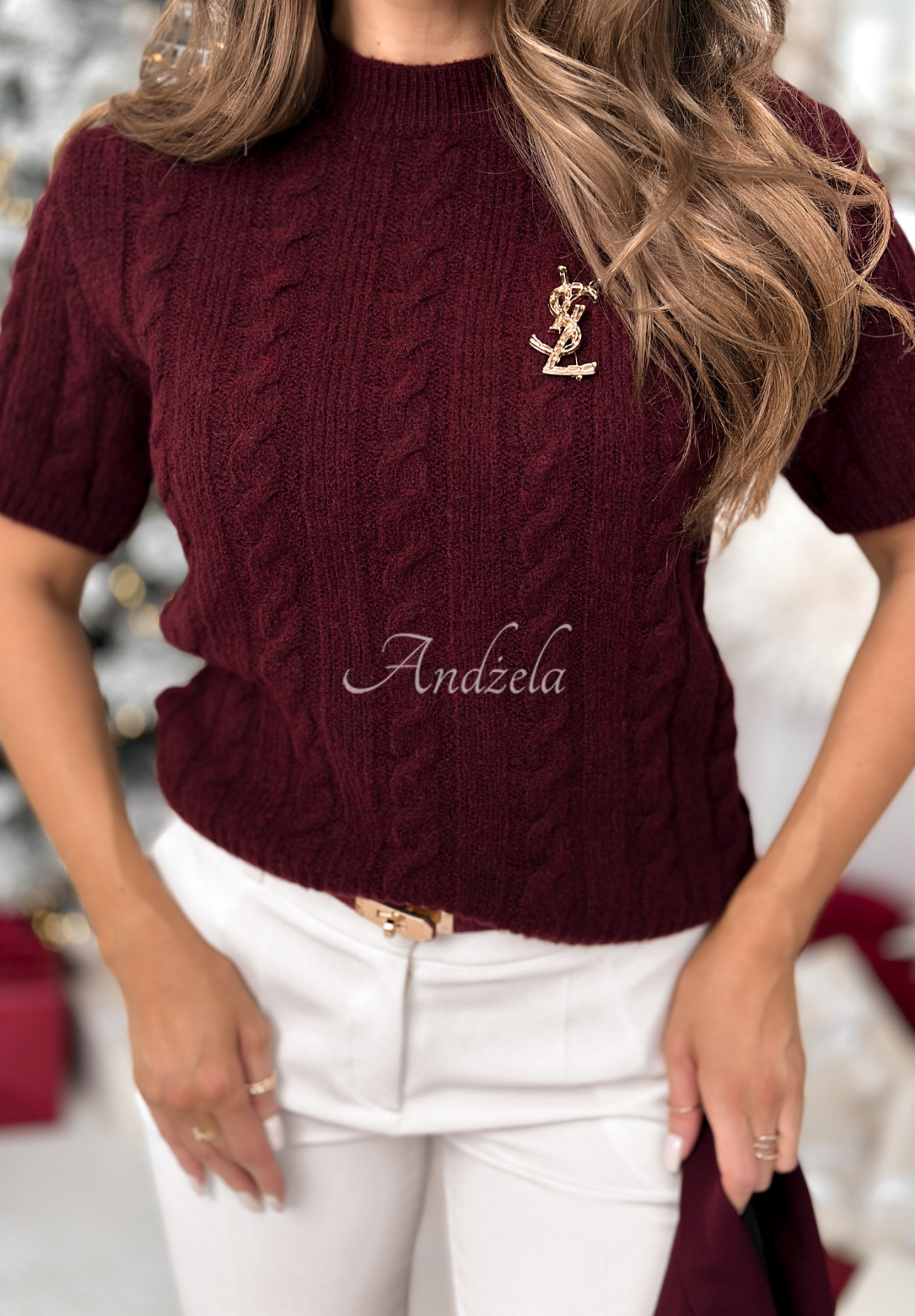 Pulover împletit decorativ cu lână și alpaca Miss Me