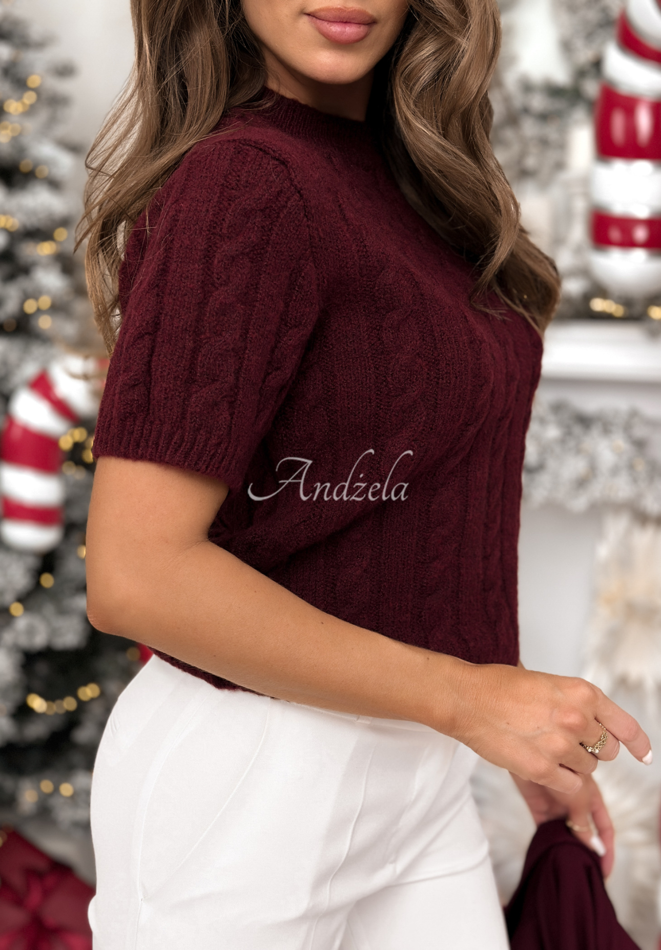 Pulover împletit decorativ cu lână și alpaca Miss Me