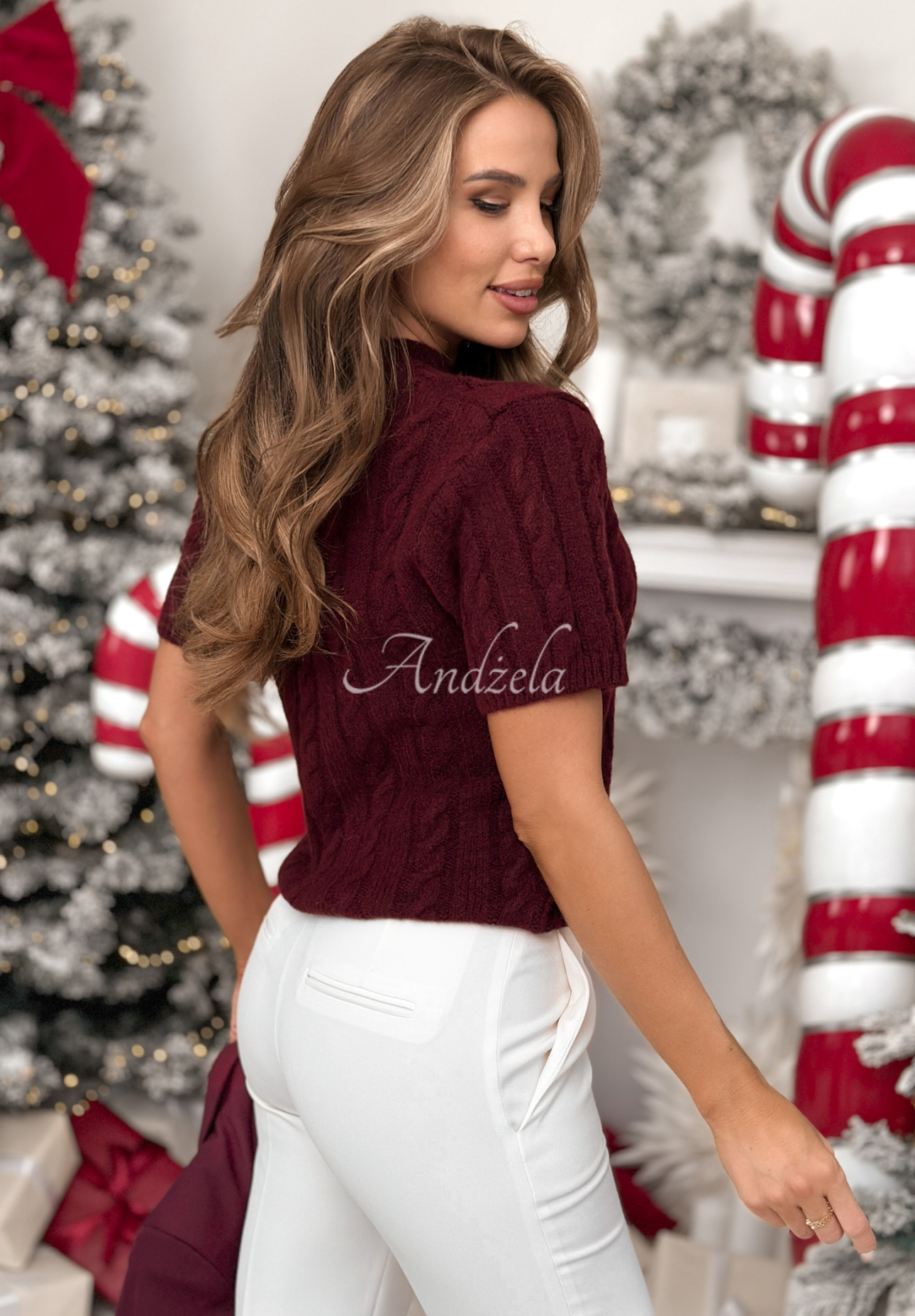 Pulover împletit decorativ cu lână și alpaca Miss Me