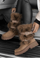 Botine din piele întoarsă cu blăniță North Pole Escape