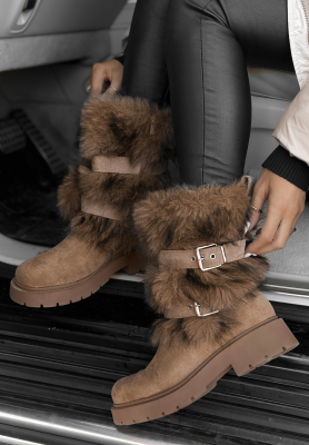 Botine din piele întoarsă cu blăniță North Pole Escape