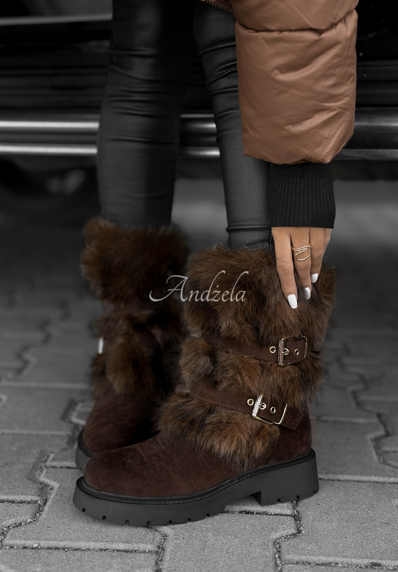 Botine din piele întoarsă cu blăniță North Pole Escape