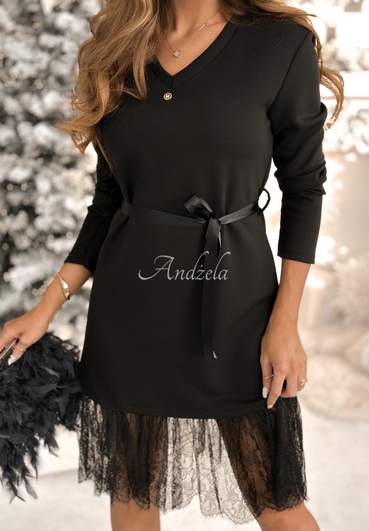 Rochie din viscoză cu dantelă The Very Merry