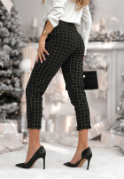 din material textil spodnie Pantaloni de tip țigaretă w kratę Little Squares negre