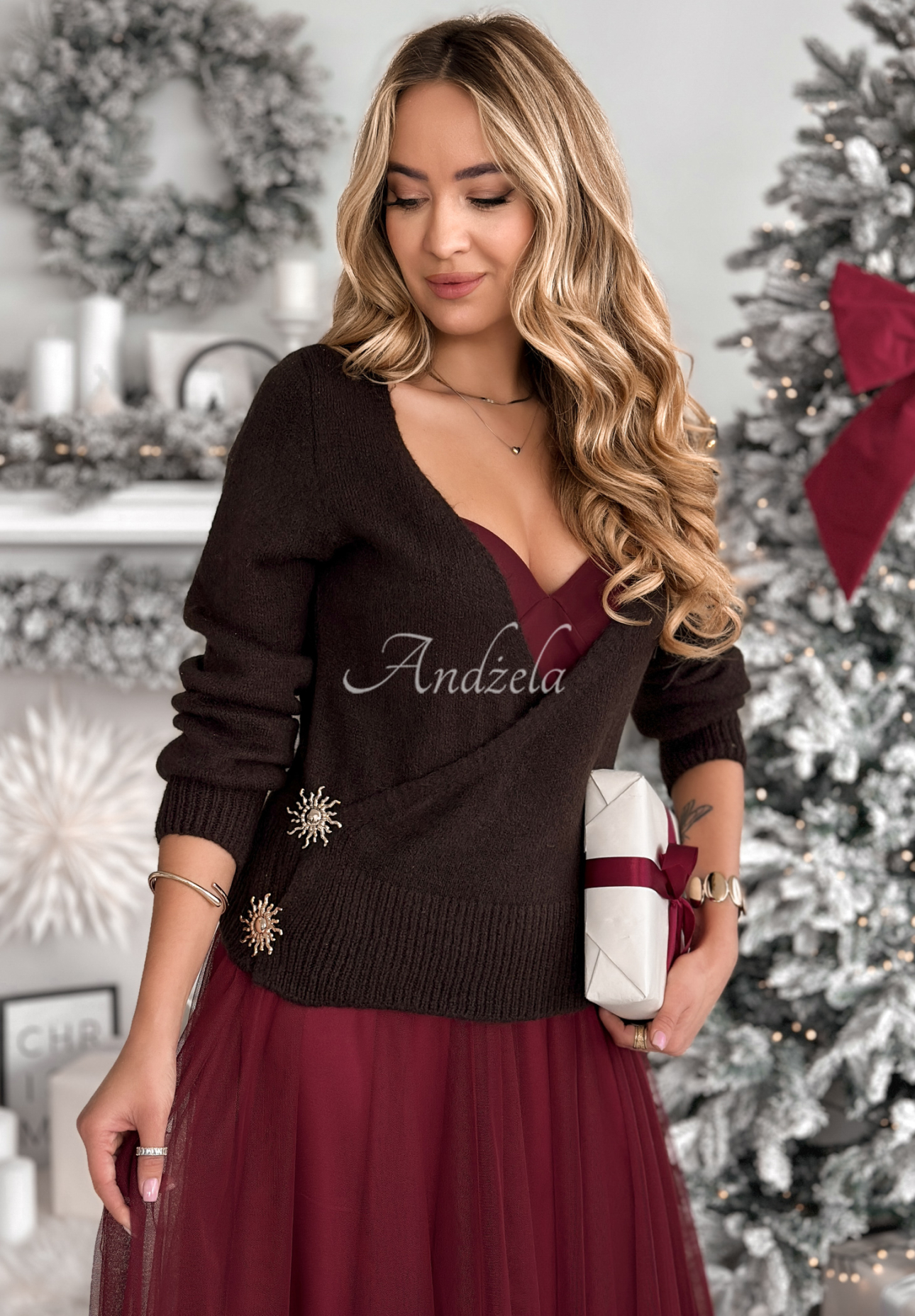 Pulover suprapus din lână și alpaca Winter Letters