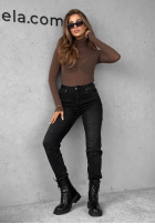 Ușor Pulover z golfem z kaszmirem Be The One ciocolatiu