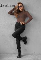 Ușor Pulover z golfem z kaszmirem Be The One ciocolatiu