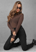 Ușor Pulover z golfem z kaszmirem Be The One ciocolatiu