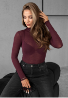 Ușor Pulover z golfem z kaszmirem Be The One burgundowy