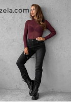 Ușor Pulover z golfem z kaszmirem Be The One burgundowy