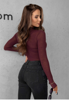 Ușor Pulover z golfem z kaszmirem Be The One burgundowy