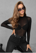 Ușor Pulover z golfem z kaszmirem Be The One negru