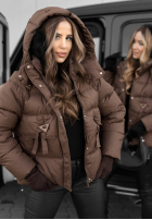 Scurtă pikowana Geacă z kapturem Sister Winter ciocolatie