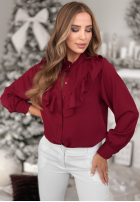 Cămașă z falbankami Christmas Wishes burgundowa