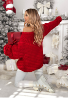 Krótki Pulover ozdobnie pleciony White Season roșu