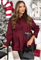 Długa Cămașă Tunică z paskami Can Only Be burgundowa