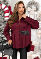 Długa Cămașă Tunică z paskami Can Only Be burgundowa