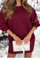 Compleu Hanorac i Fustă z cekinami Got The Power burgundowy