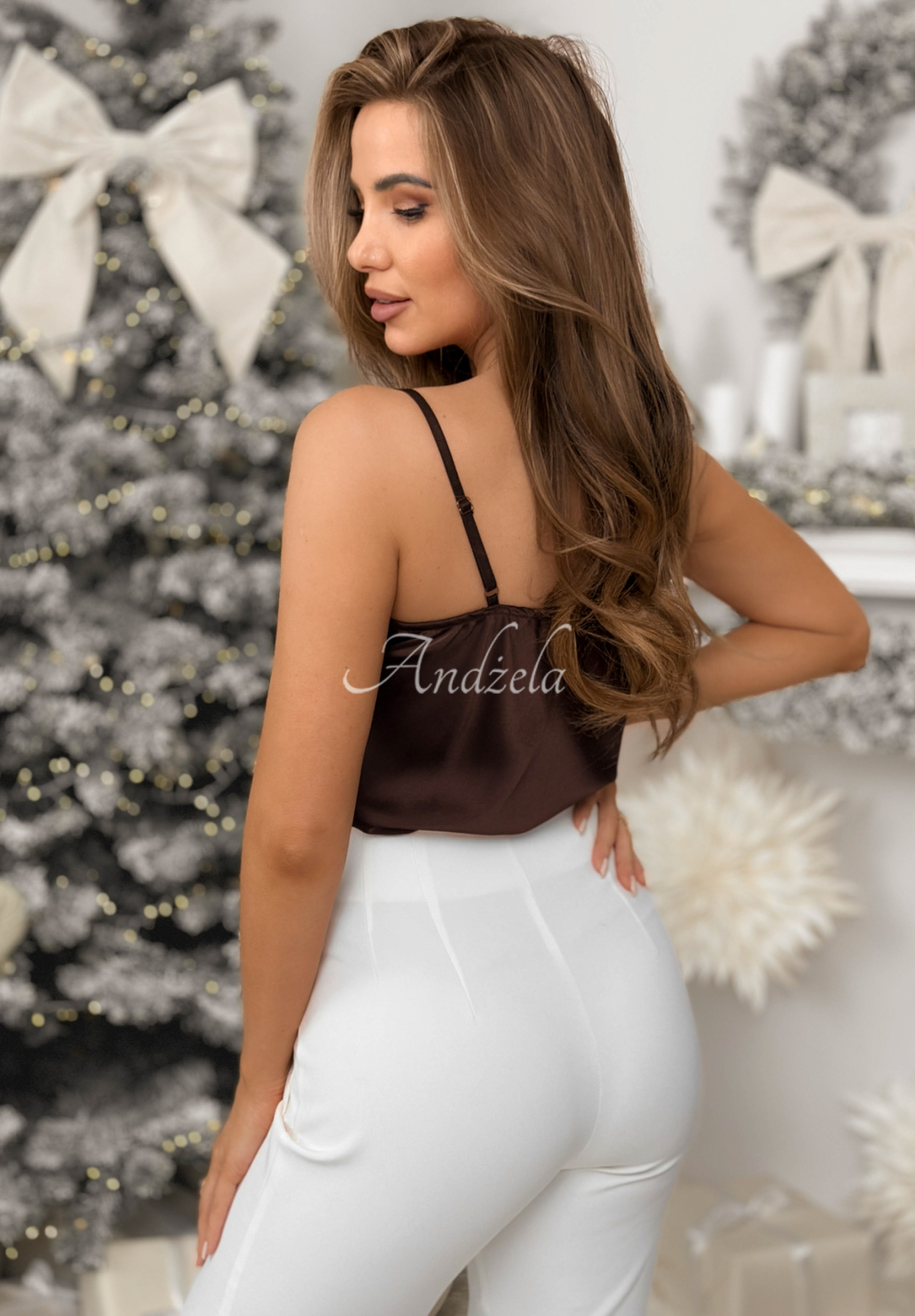 Top                         satinat cu bretele și dantelă Unsaid Words