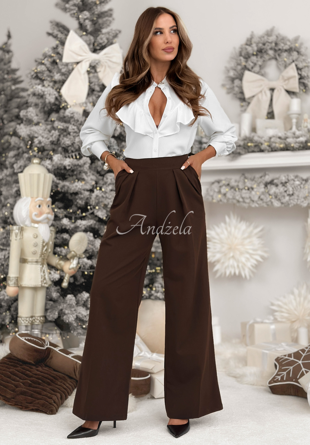 Pantaloni eleganți wide leg cu viscoză After You Left