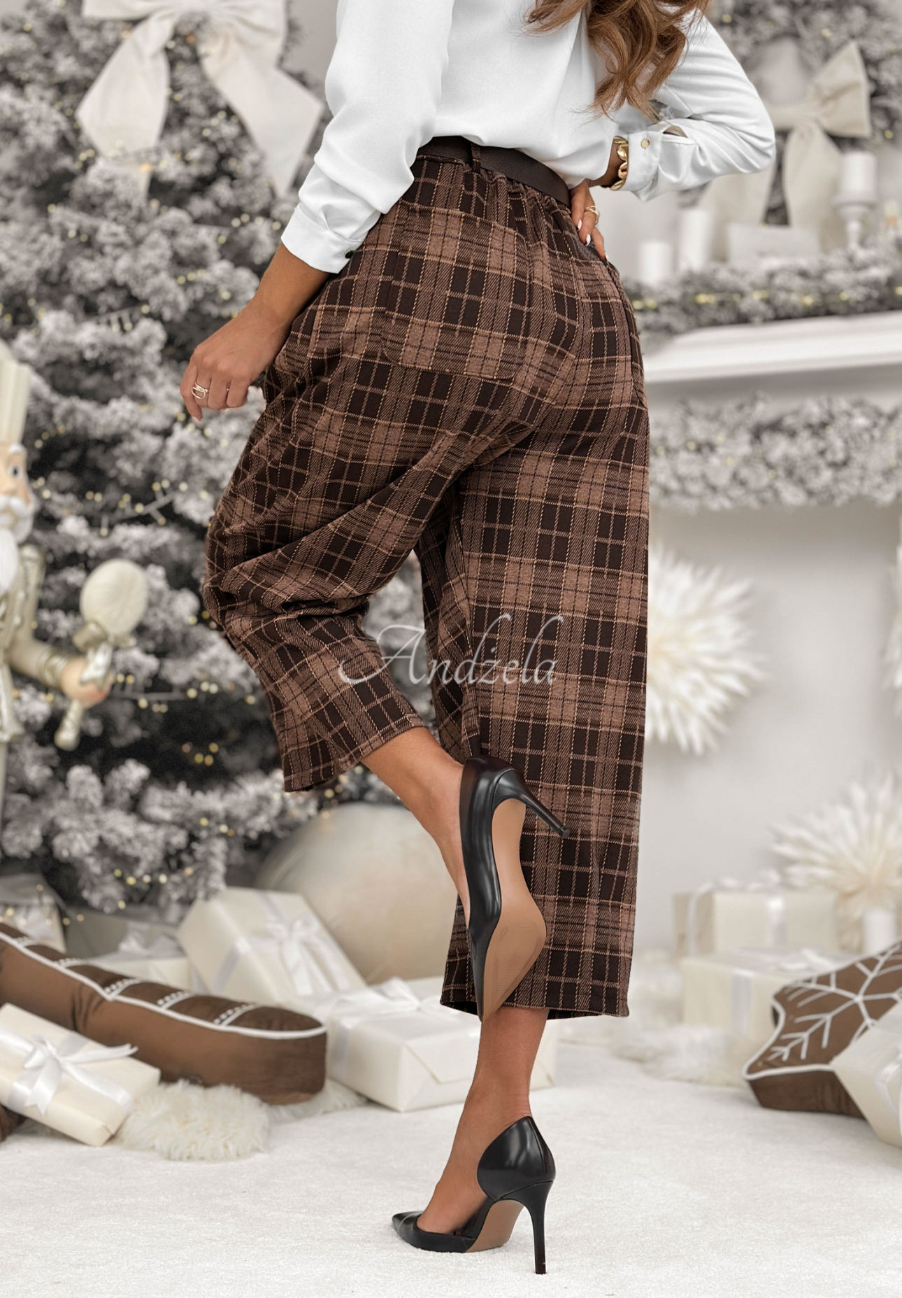 Pantaloni din material în carouri cu viscoză Learned About