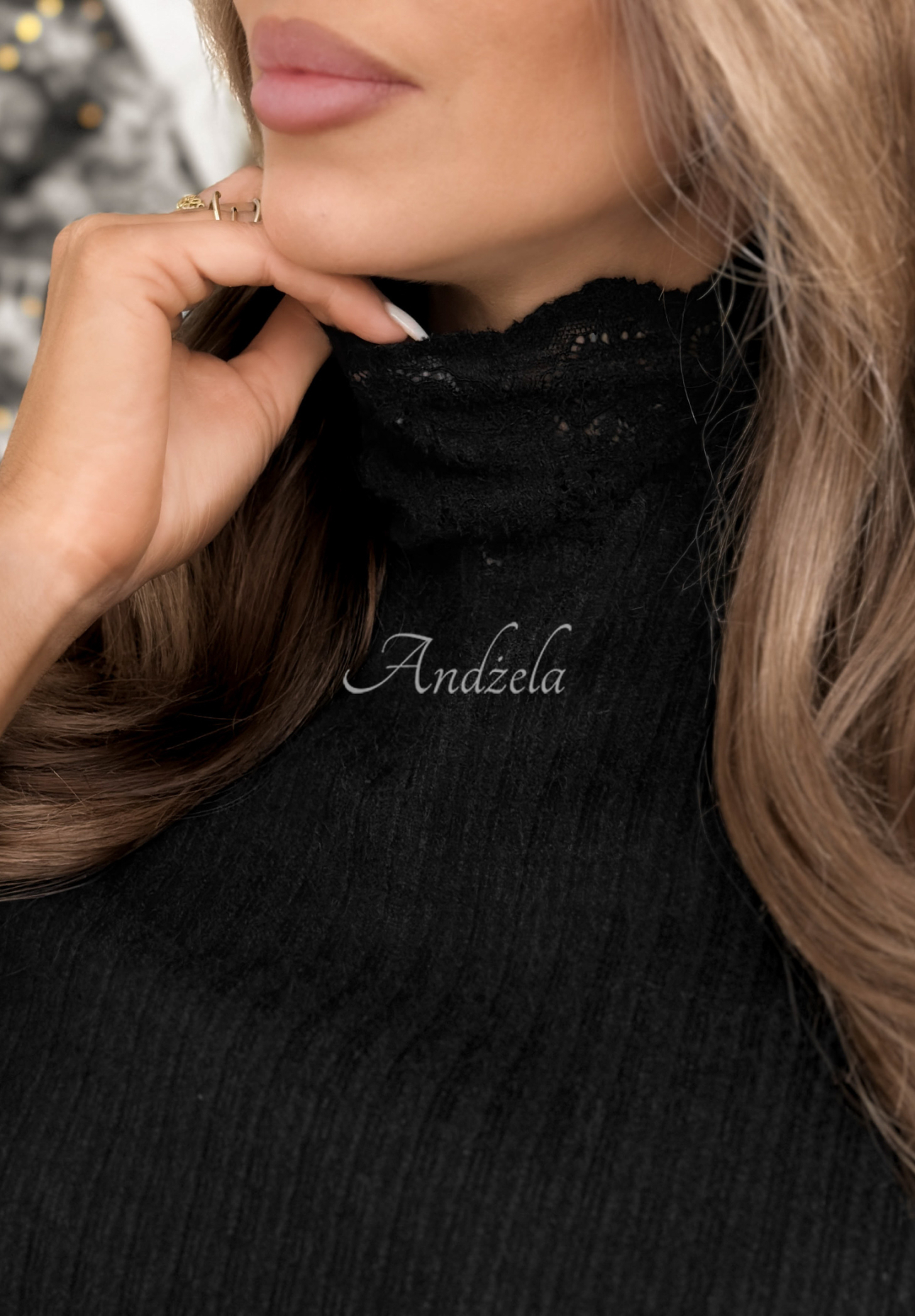 Pulover din material striat cu dantelă Lacy Dreams