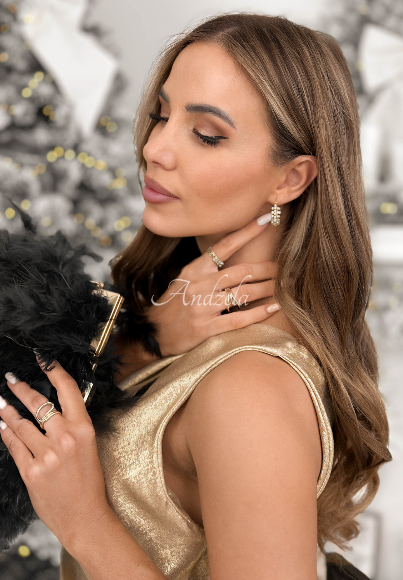 Cercei cu perle și cristale Shinest