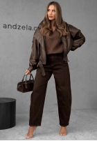 Pantaloni din denim balloon Say Less ciocolatii