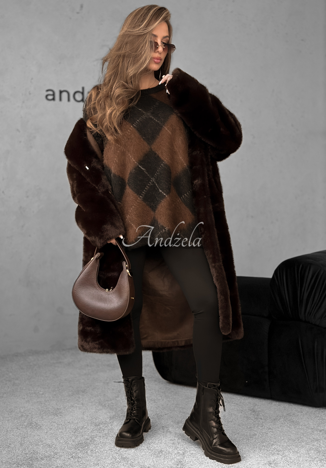 Pulover în romburi cu lână și viscoză Winter Things