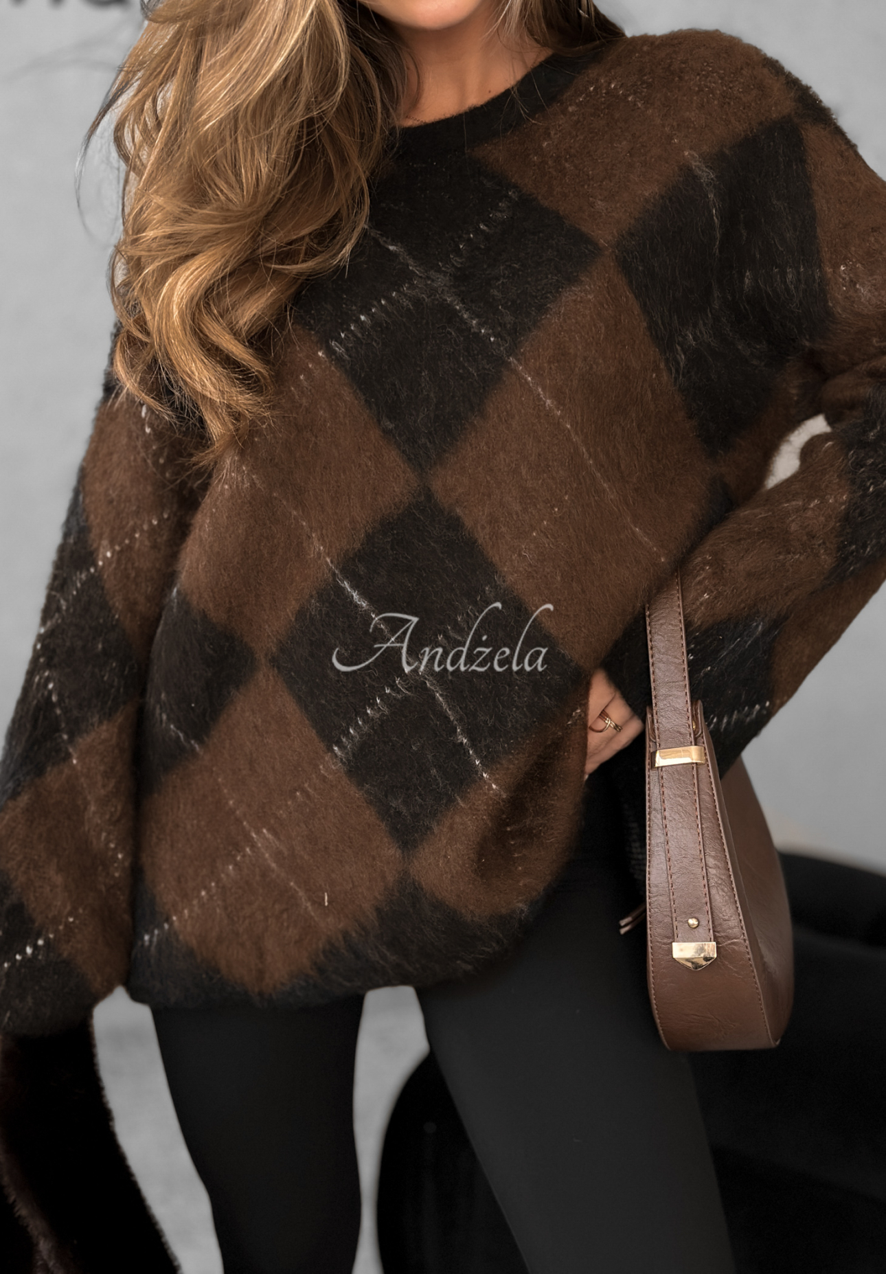 Pulover în romburi cu lână și viscoză Winter Things