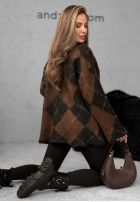 Długi Pulover w romby Winter Things czekoladowo-negru