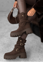 zamszowe Botine z klamerkami Coldest Months ciocolatii