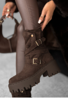zamszowe Botine z klamerkami Coldest Months ciocolatii