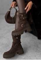 zamszowe Botine z klamerkami Coldest Months ciocolatii