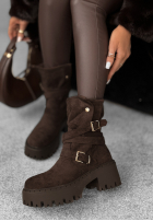 zamszowe Botine z klamerkami Coldest Months ciocolatii