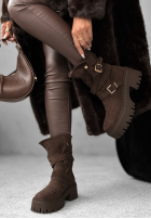 zamszowe Botine z klamerkami Coldest Months ciocolatii