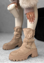 zamszowe Botine z klamerkami Coldest Months kaki