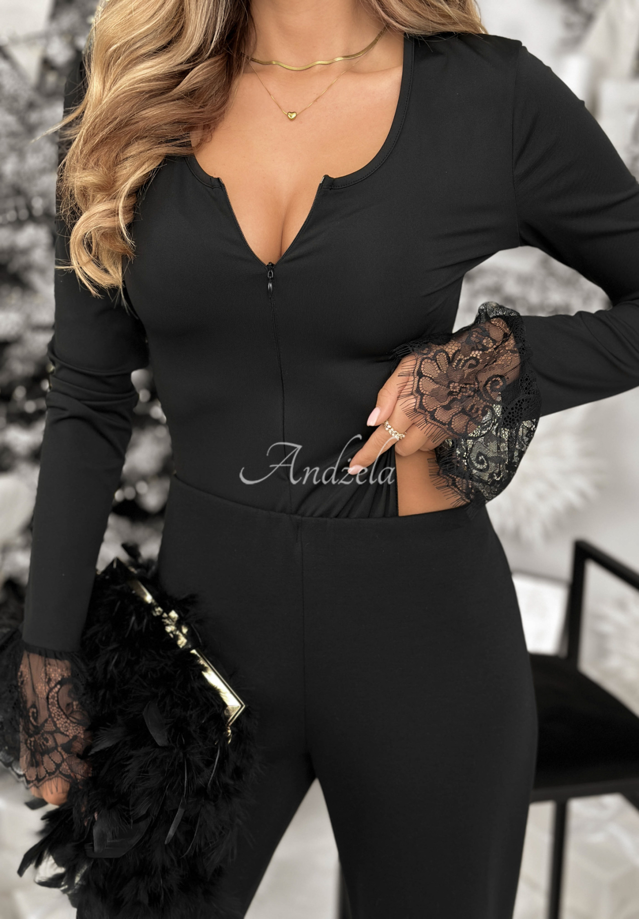 Body cu dantelă și fermoar Tell Her