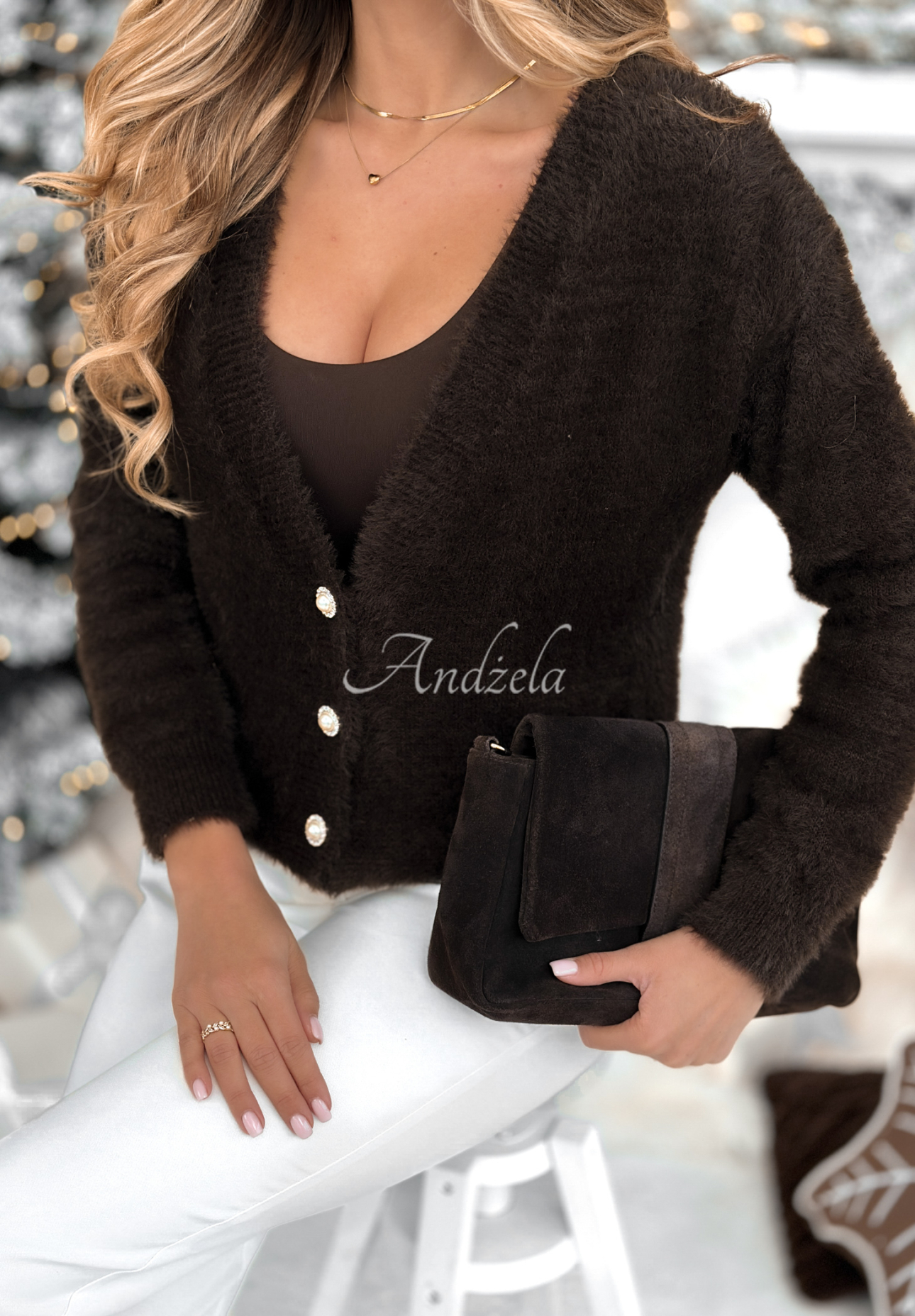 Cardigan scurt din alpaca Touch The Clouds